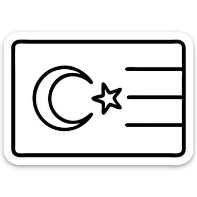 East Turkestan flag, flat design, sky blue with white crescent and star, no text sticker