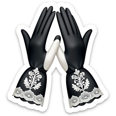 victorian age white gloves with lace sticker