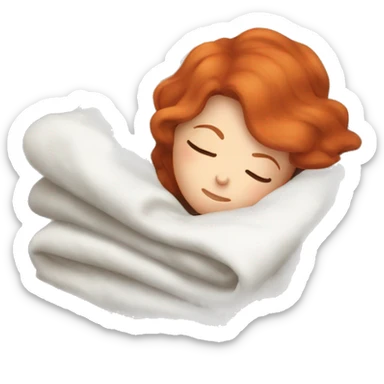 redhead girl sleeping with blankets sticker