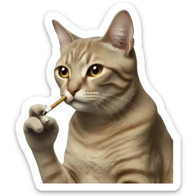 Cat smoking a cigarette sticker