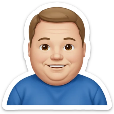 fat man wearing blue sweatshirt sticker