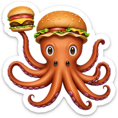 octopus emoji with hamburger sticker
