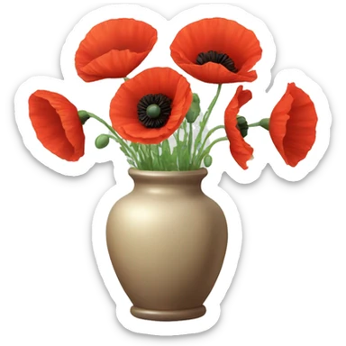 Red poppy flowers in a vase sticker