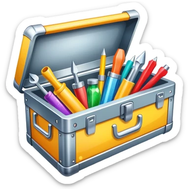Toolbox with colorful stickers and sparkles sticker