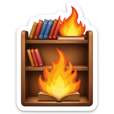Bookshelf on fire sticker