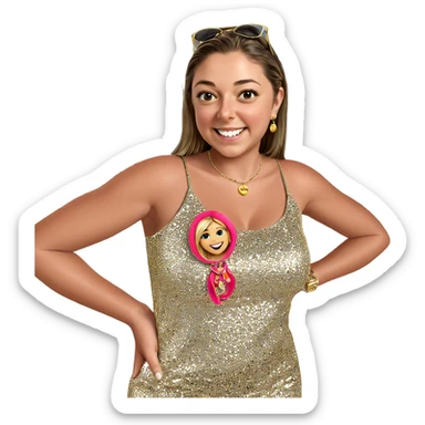 smiling girl in jewelry sticker