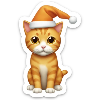Light orange cat with a christmashat sticker