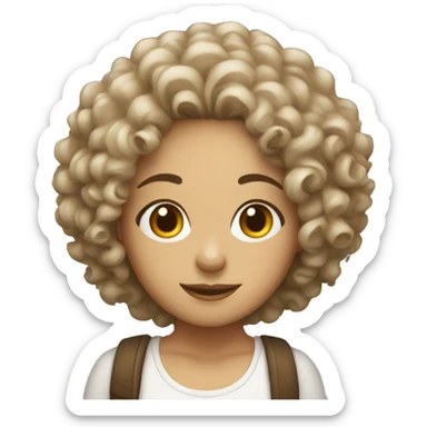 curly haired white latina with a pull dog  sticker