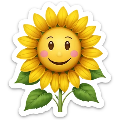 make a sunflower with a white disc in the middle with a smiley face, make it have 6 yellow petals and remove the cheeks nose and eyebrows sticker