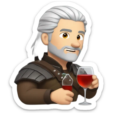 Geralt of Rivia drunk with a bottle wine  sticker