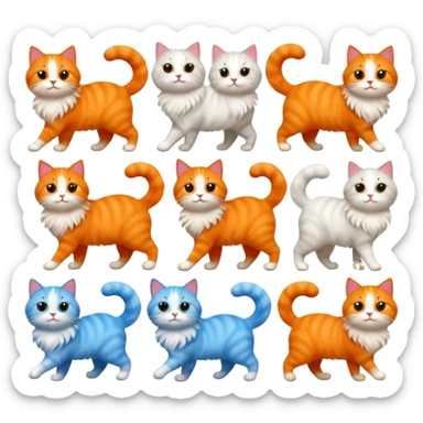 6 different colour cats only 1 orange sticker