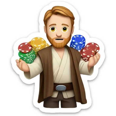 Obi wan kenobi with poker chips sticker