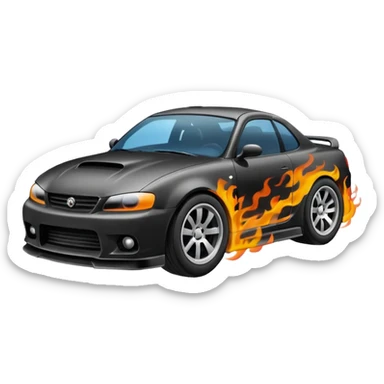 drifting car with tires smoke sticker