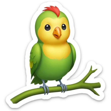 A love bird with just color green and his head yellow sticker