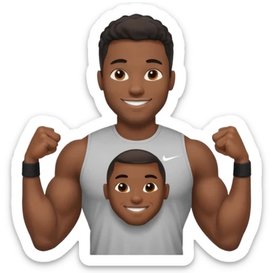 Jock black man smiling very very big biceps wearing “Nike” t shirt, handsome face sticker
