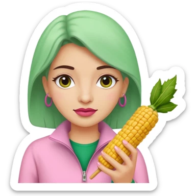 Un tamal femenino animado/caricaturado con moño, muy enferma con un termómetro en la boca. sticker