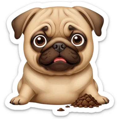 Pug with piece of poop  sticker