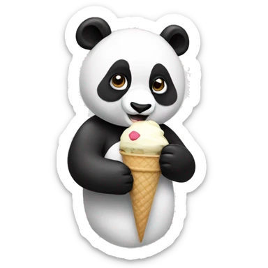 Panda eating ice cream sticker