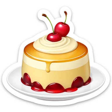 Japan pudding with cherry sticker