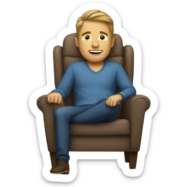 Man sitting in a recliner sticker