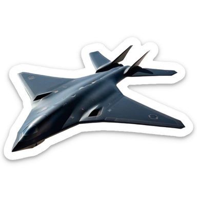B-2 Spirit bomber - Northrop B-2 (Model Year: 2021) (Iconic colour: Stealth black) - A sleek, stealth bomber with smooth, angular contours and a matte jet-black finish. Emphasize a futuristic, minimalist design with a seamless fuselage, low-profile wings, and an overall intimidating stealth aesthetic. sticker