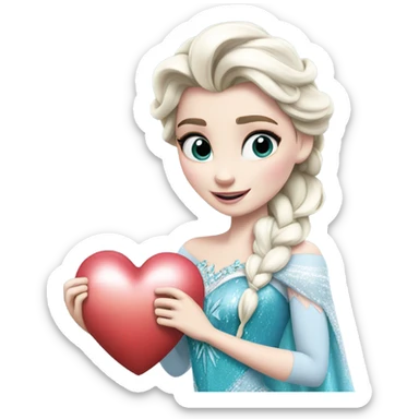 Disney elsa holding a love heart sticker