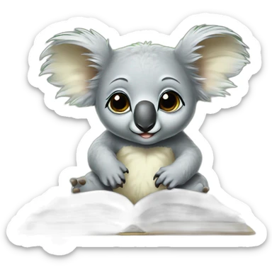 cuty koala similar to baby yoda with studying sticker