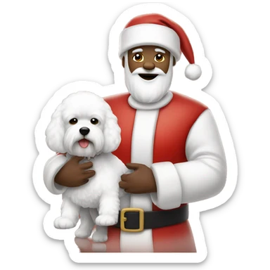 Santa holding a white bichon sticker