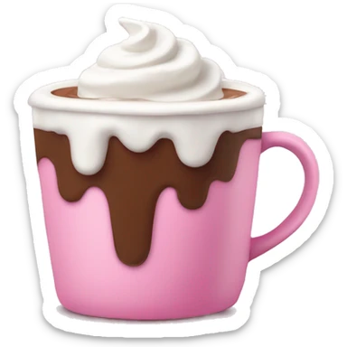 Hot chocolate with whipped cream in a pink mug  sticker
