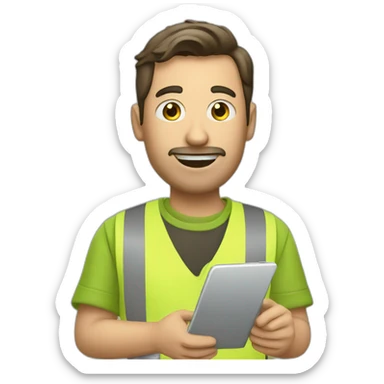 a a man with a cellphone registering a item sticker