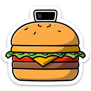 A burger with a camera lens as the bun sticker