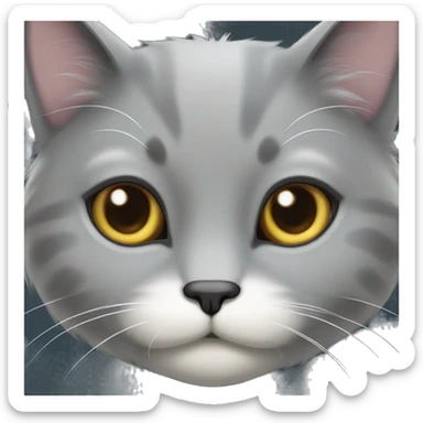 fluffy gray cat with white spot on nose sticker