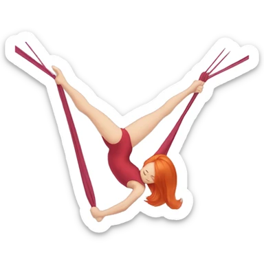 Aerial silks in a split red hair eyes closed sticker