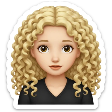 girl long black curly hair and blonde curly hair sticker