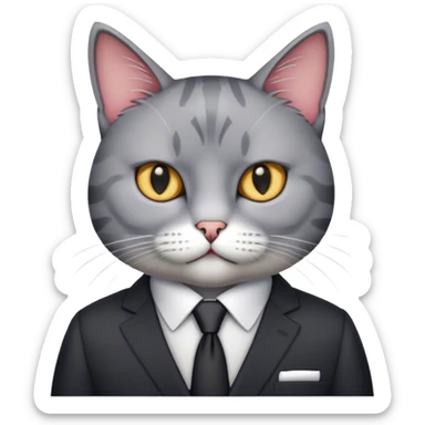 a cat wearing business costume sticker