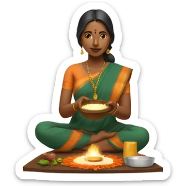Indian women doing house puja sticker
