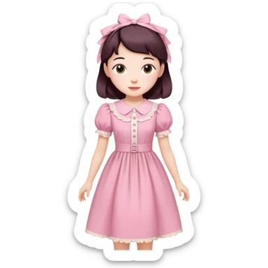 Cottagecore style ultra cute vintage material pink dress sticker
