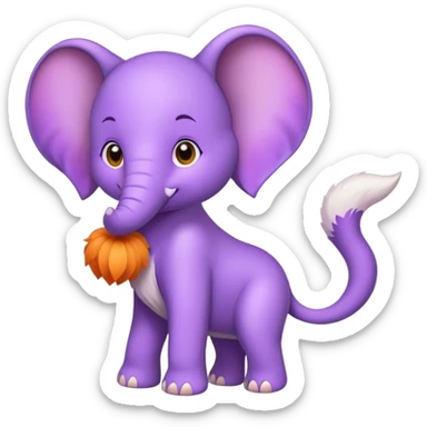 Purple elephant with a fox tail sticker