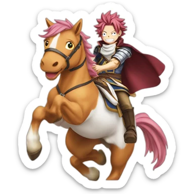 natsu from fairy tail anime riding a horse sticker