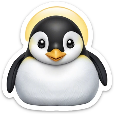Meme-Worthy cute Sleeping Emperor Penguin Portrait Emoji, Head resting peacefully with a contented smile, showcasing luxuriously soft feathers and a serene, slumbering gaze, Simplified yet hilariously adorable features, highly detailed, glowing with a soft, drowsy polar light, high shine, relaxed and utterly lovable, stylized with an air of playful laziness, bright and heartwarming, soft glowing outline, capturing the essence of a comically sleepy emperor that feels destined to become the next viral sensation of adorable rest! sticker