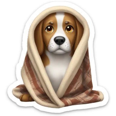 Dog with a cozy blanket  sticker