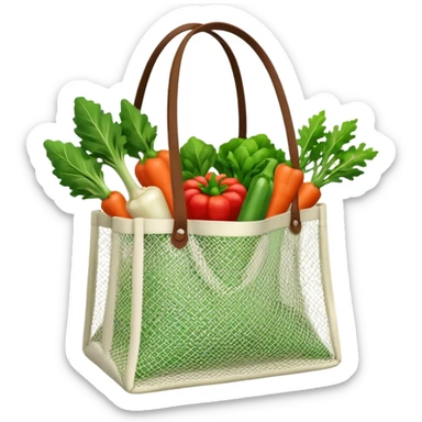 Net back with white nets that is used for shopping and putting vegetables in it, it looks like tote bag sticker