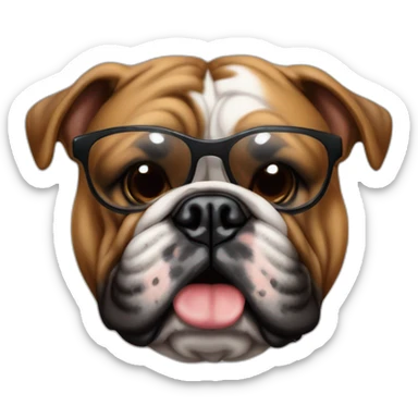 Bulldog francese con pelo Marrone e muso nero con occhiali da sole e sigaro in bocca sticker