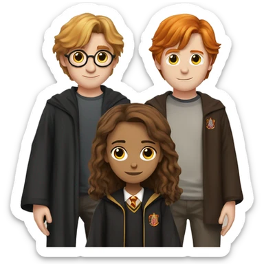 harry potter and hermione granger and ron weasley standing together sticker