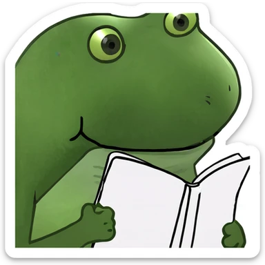 Frog girl reading notebook sticker