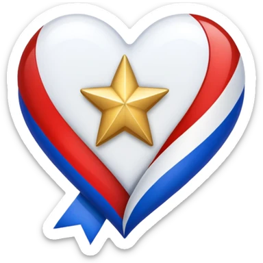 Patriotic heart white ribbon and gold stars sticker
