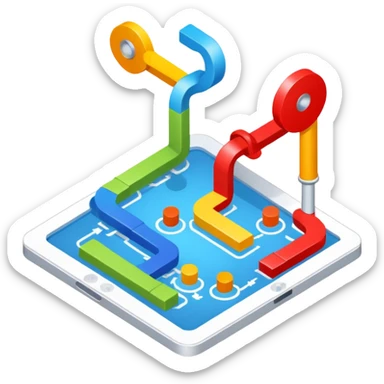 isometric image of workflow process creation sticker
