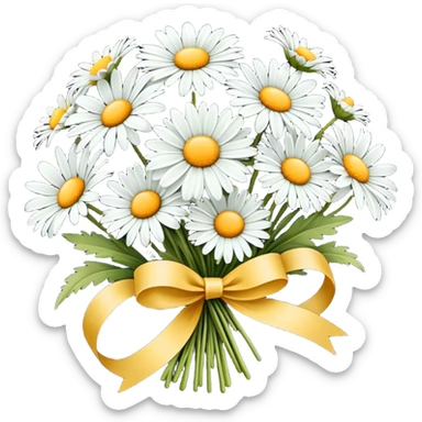 bouquet of daisies vintage ribbon sticker