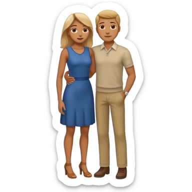 Hombre bajito abrazando a mujer Alta desde una gran altura sticker