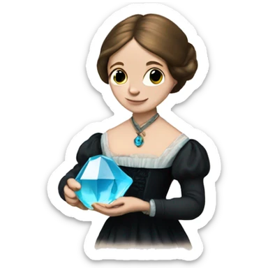 Charlotte Bronte holding a gem in her hand sticker